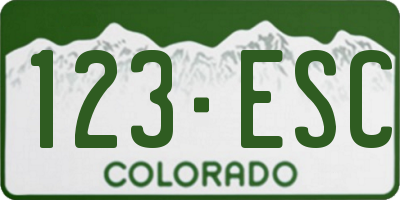 CO license plate 123ESC