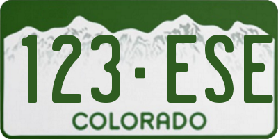 CO license plate 123ESE