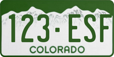 CO license plate 123ESF