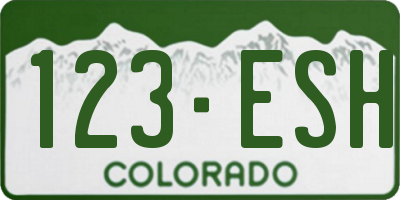 CO license plate 123ESH