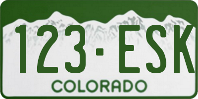 CO license plate 123ESK