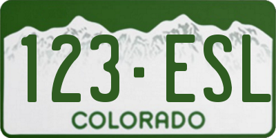 CO license plate 123ESL