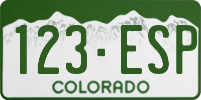 CO license plate 123ESP