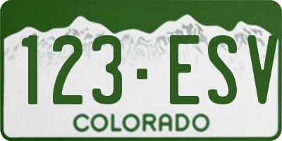 CO license plate 123ESV