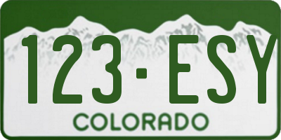 CO license plate 123ESY