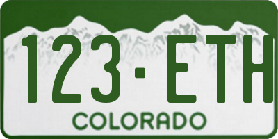 CO license plate 123ETH