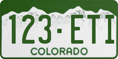 CO license plate 123ETI