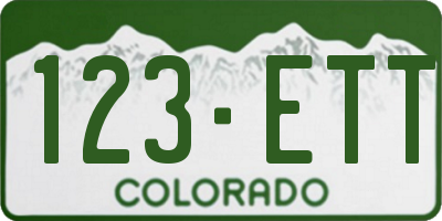 CO license plate 123ETT