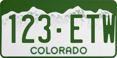 CO license plate 123ETW