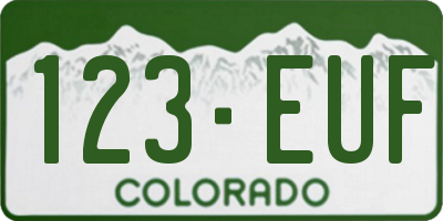 CO license plate 123EUF