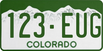 CO license plate 123EUG