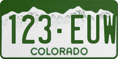 CO license plate 123EUW