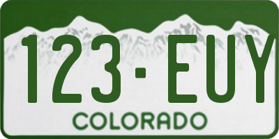 CO license plate 123EUY