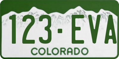 CO license plate 123EVA