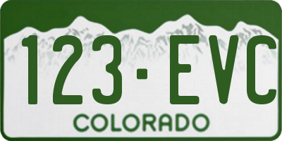 CO license plate 123EVC