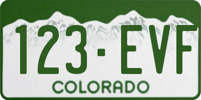 CO license plate 123EVF