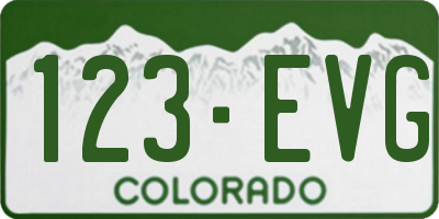 CO license plate 123EVG