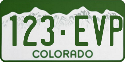 CO license plate 123EVP