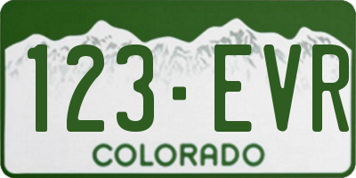CO license plate 123EVR