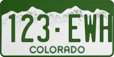 CO license plate 123EWH