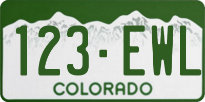 CO license plate 123EWL