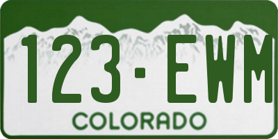 CO license plate 123EWM
