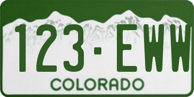 CO license plate 123EWW