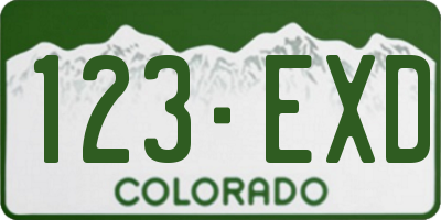 CO license plate 123EXD