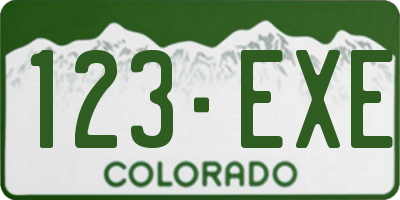 CO license plate 123EXE