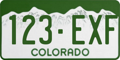 CO license plate 123EXF
