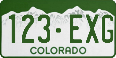 CO license plate 123EXG