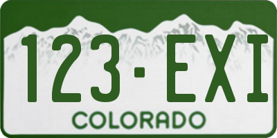 CO license plate 123EXI