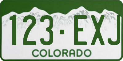 CO license plate 123EXJ