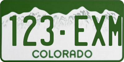 CO license plate 123EXM