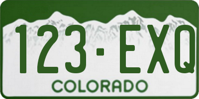 CO license plate 123EXQ