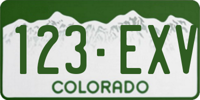 CO license plate 123EXV