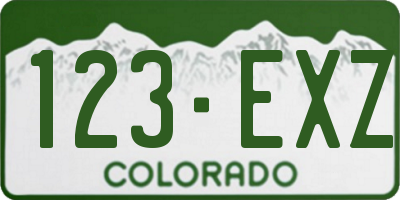 CO license plate 123EXZ
