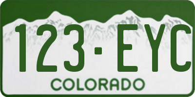 CO license plate 123EYC