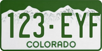 CO license plate 123EYF