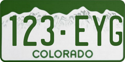 CO license plate 123EYG