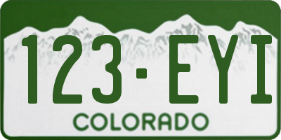CO license plate 123EYI