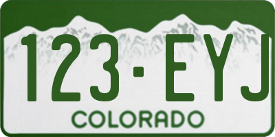 CO license plate 123EYJ