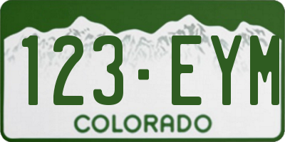 CO license plate 123EYM