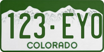 CO license plate 123EYO