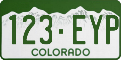 CO license plate 123EYP