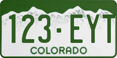 CO license plate 123EYT