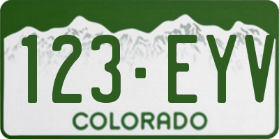 CO license plate 123EYV