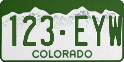 CO license plate 123EYW