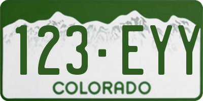 CO license plate 123EYY