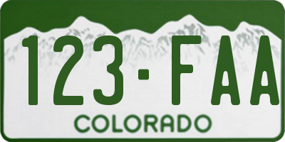 CO license plate 123FAA